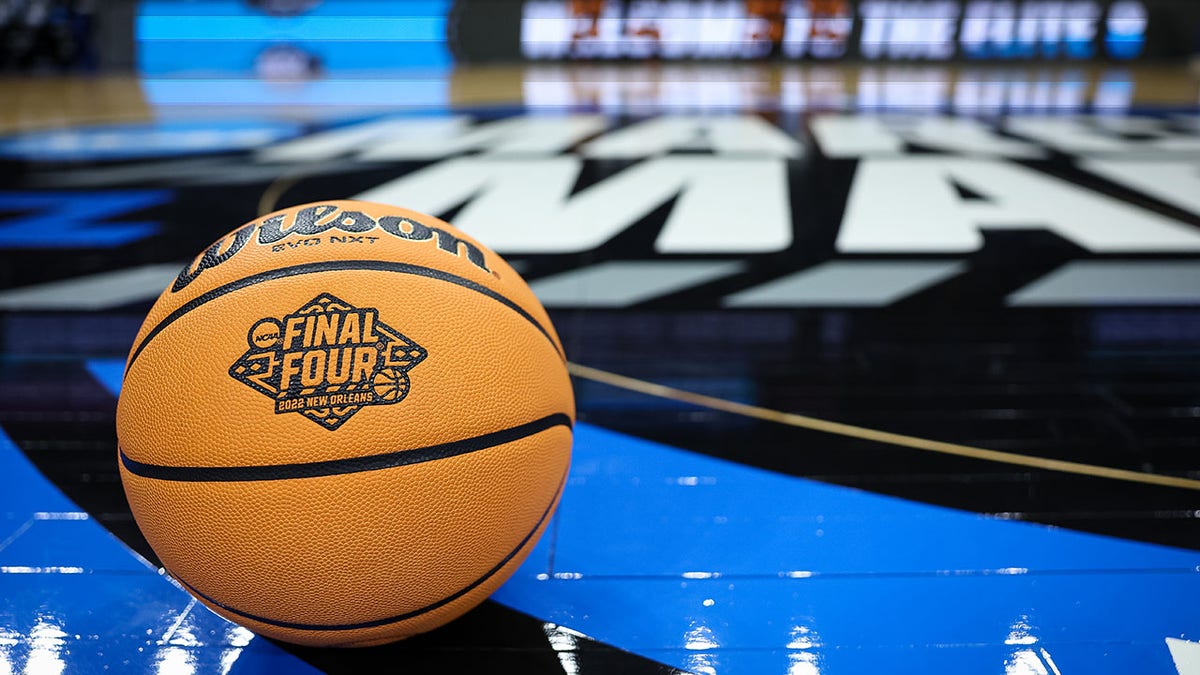 General view of basketball with Final Four logo