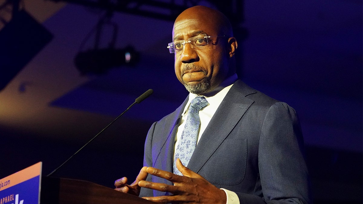 Democratic Georgia Sen. Raphael Warnock speaks on election night