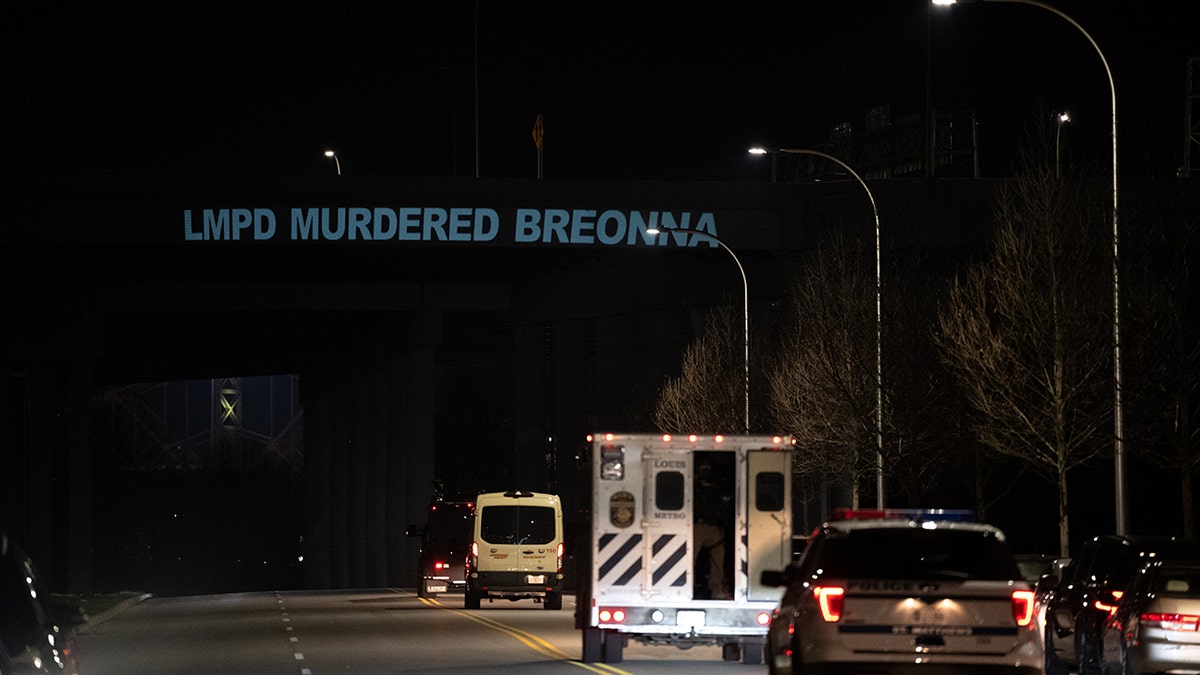 Billboard reads "LMPD murdered Breonna"