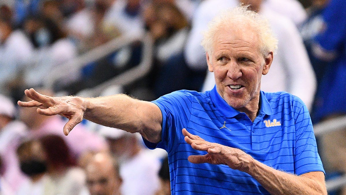 Bill Walton watches a UCLA basketball game