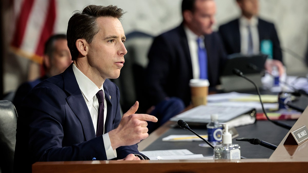 Josh Hawley during a committee meeting
