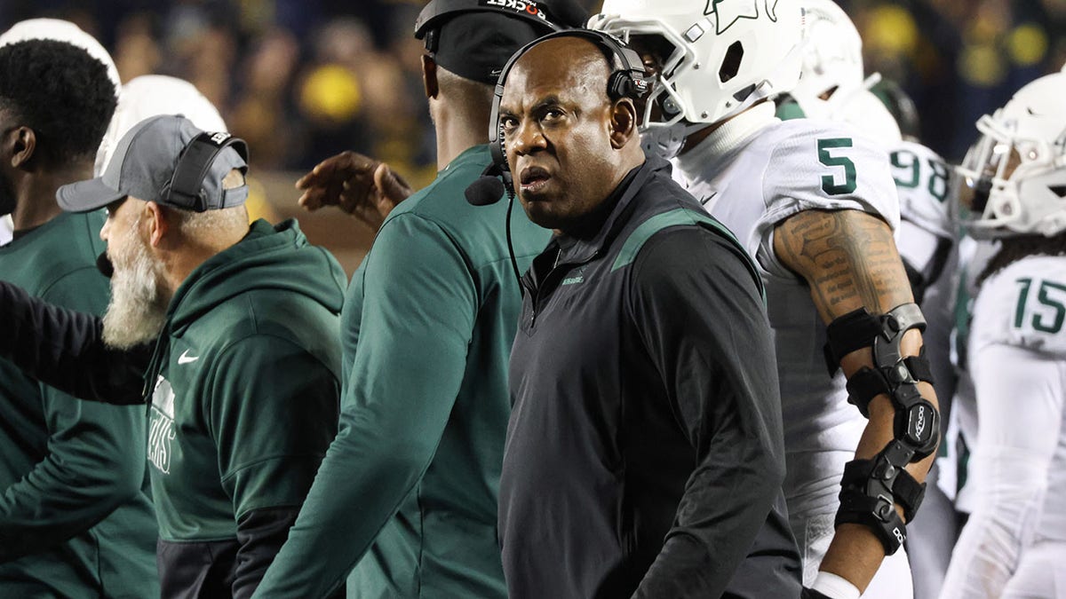 Mel Tucker looks on against Michigan