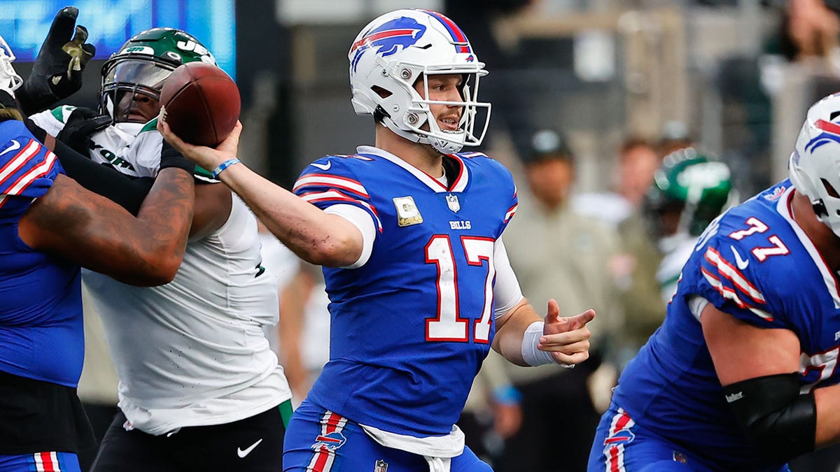 Josh Allen throws against the Jets