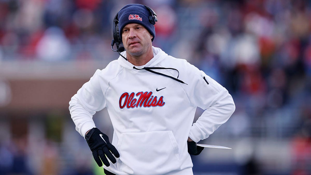 Mississippi Rebels head coach Lane Kiffin against Arkansas