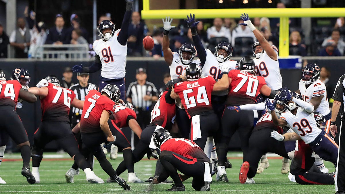 Younghoe Koo kicks the game winning field goal vs the Bears