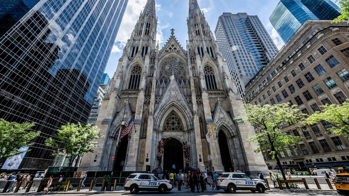 EXTERIOR shot showing st. patrick's cathedral in NYC