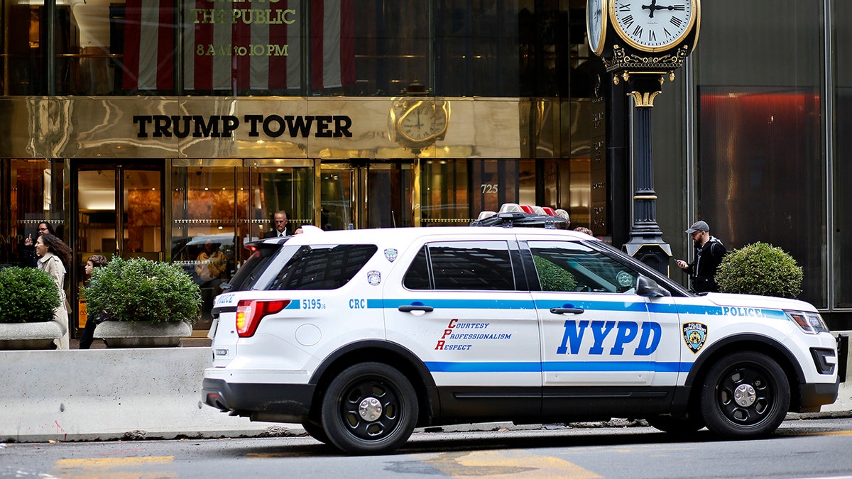 An NYPD vehicle outside of Trump Tower in NYC
