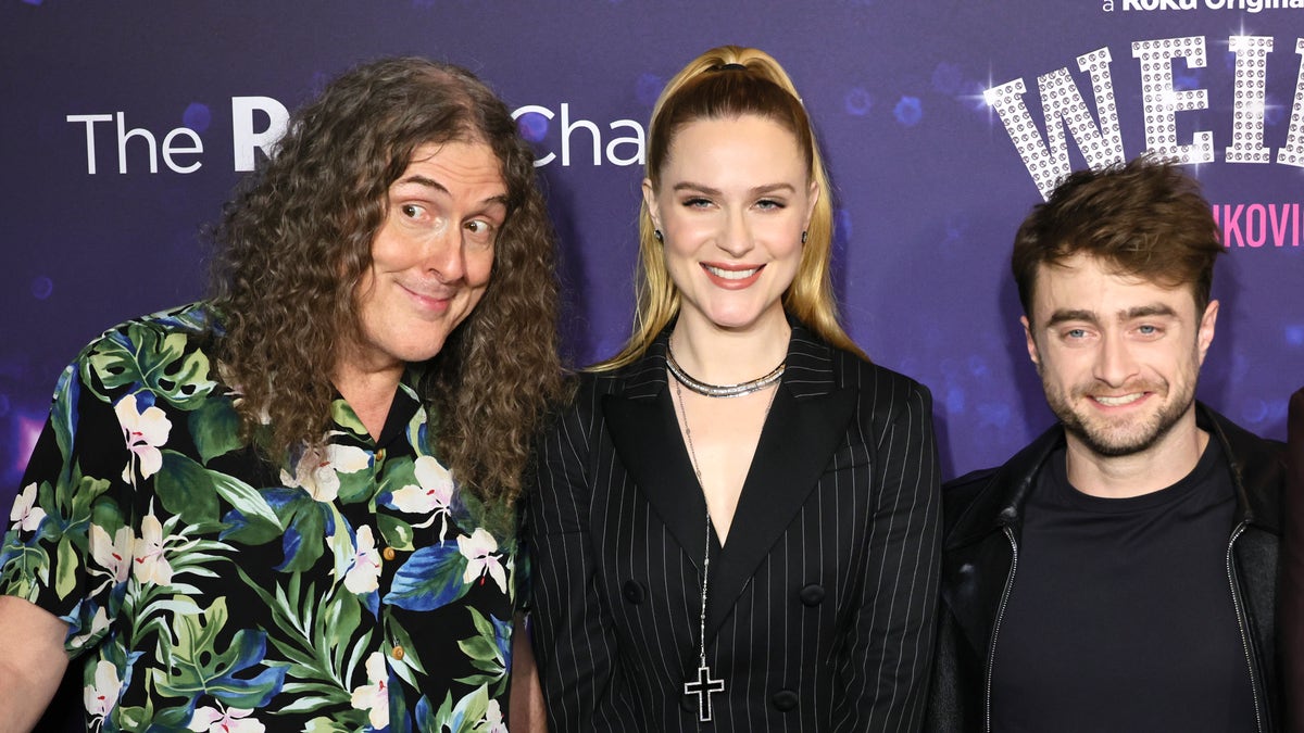 Weird Al Yankovic on the red carpet with Daniel Radcliffe and Evan Rachel Wood