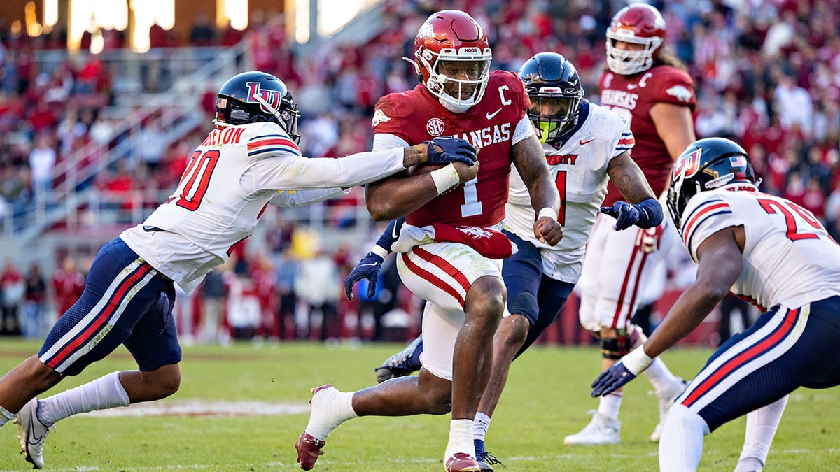 Arkansas QB KJ Jefferson against Liberty