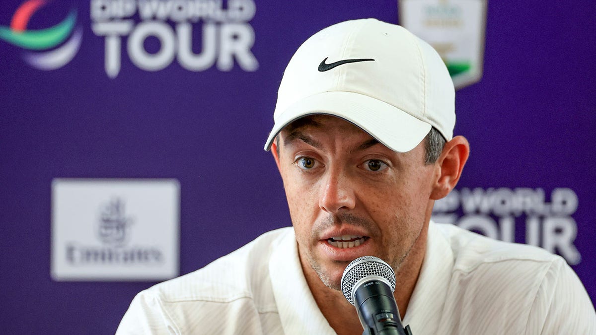 Rory McIlroy speaks to reporters in Dubai