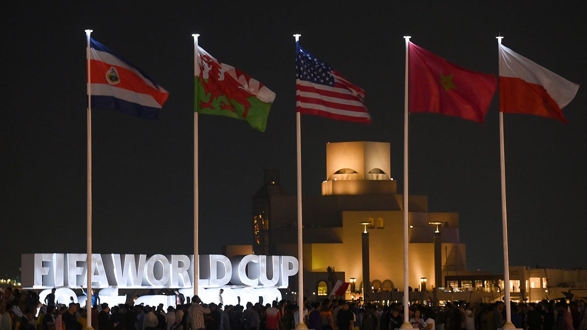 Flags fly at the FIFA World Cup Qatar 2022 