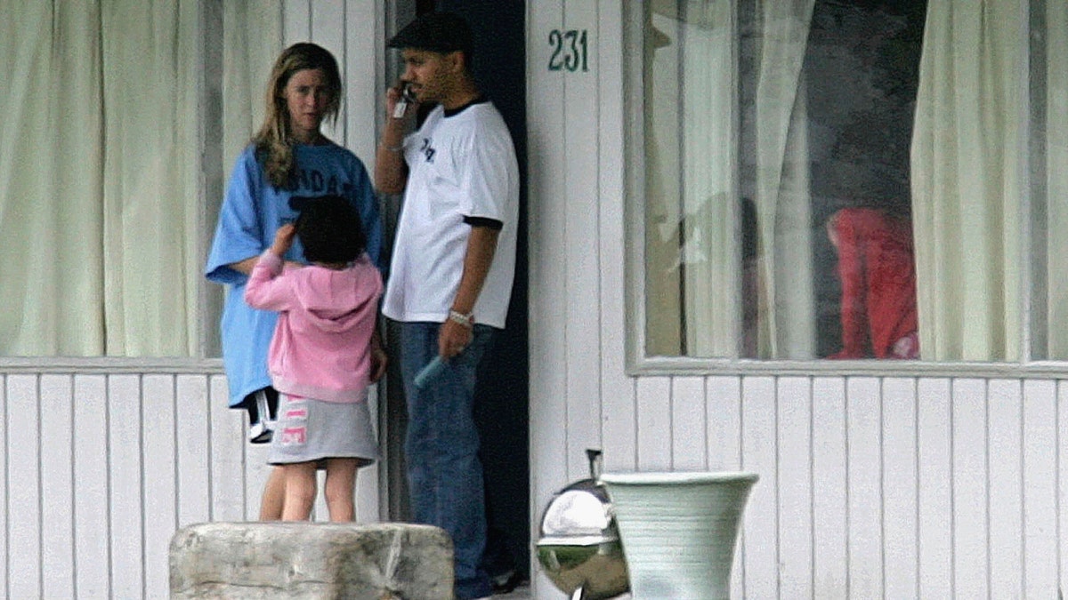 Mary Letourneau, 43, and her fiance Vili Fualaau, 22, who plan to wed some time in May are seen at their beachfront home with their two daughters on May 7, 2005 in the Seattle suburb of Normandy Park.