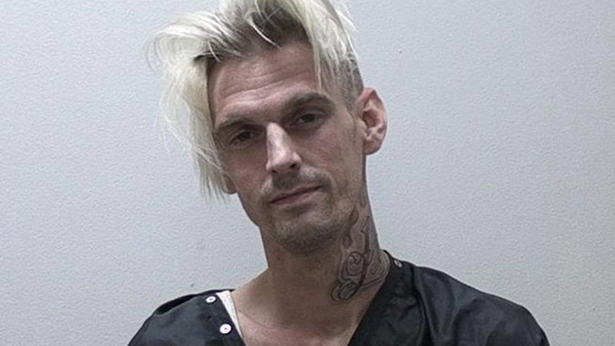 Aaron Carter in his mug shot in Clarkesville, Georgia in 2017