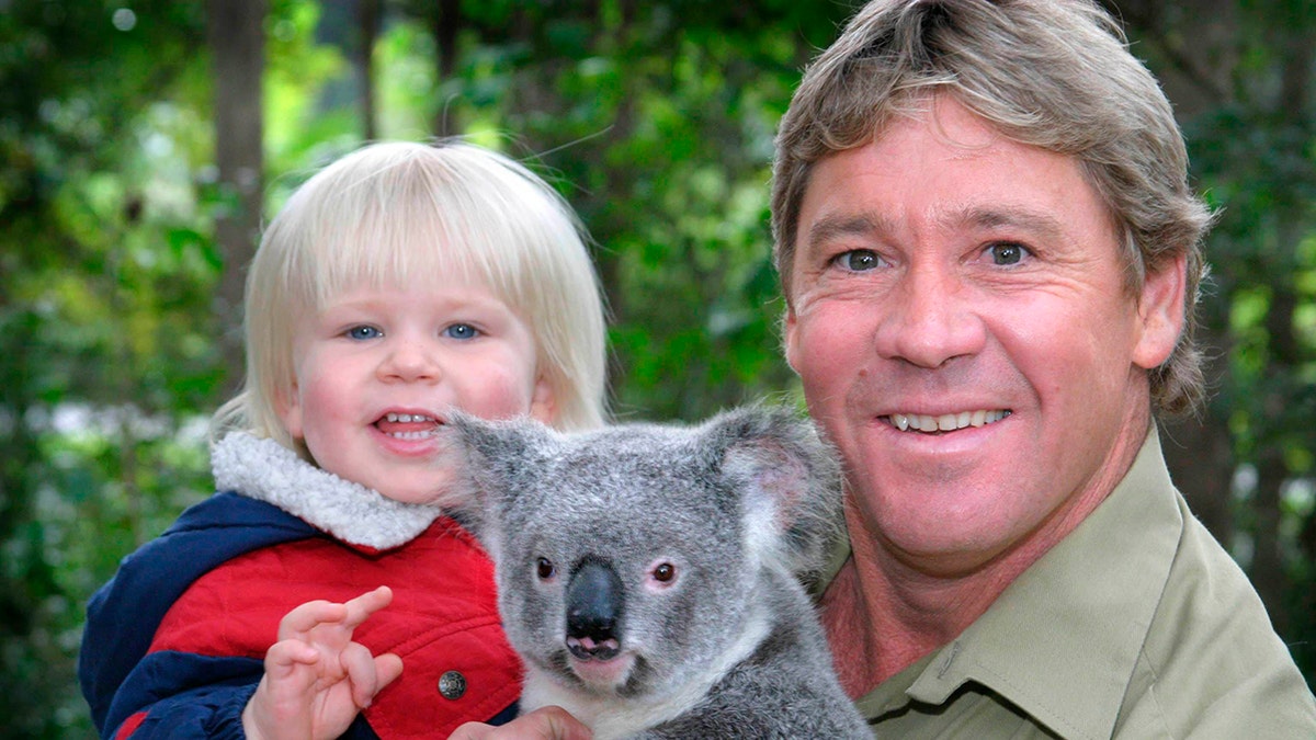 Steve and Robert Irwin with Koala