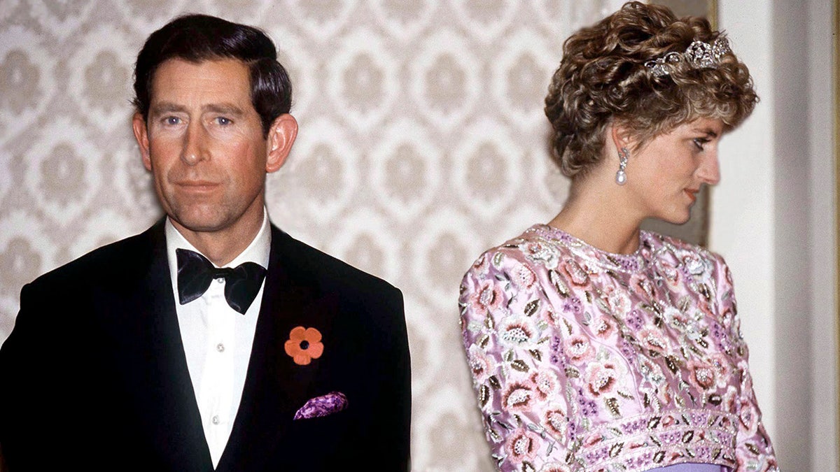 King Charles and Princess Diana looking glum