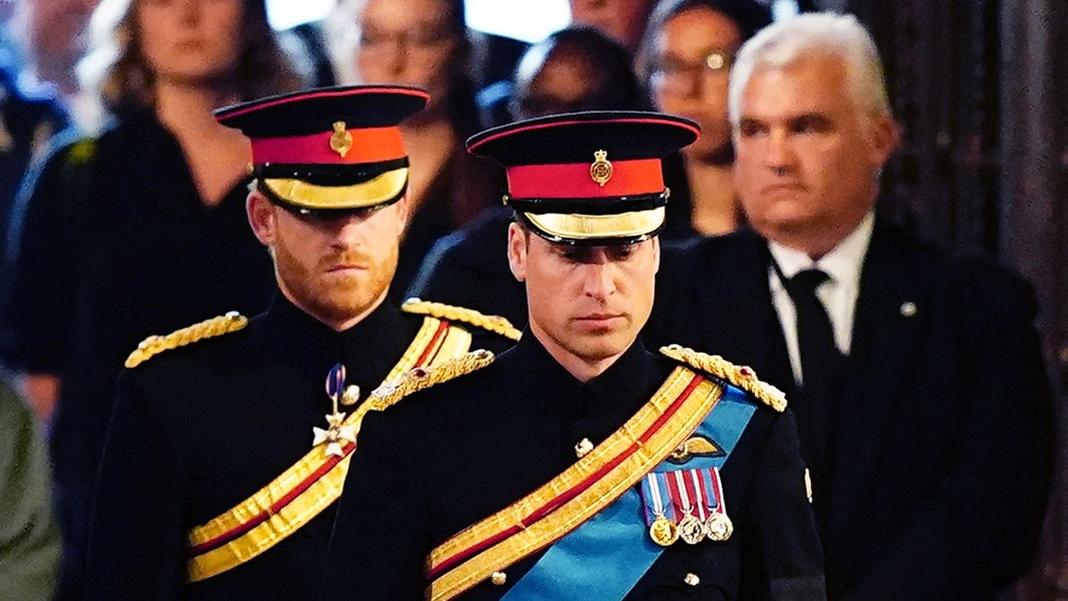 Prince William and Prince Harry standing vigil