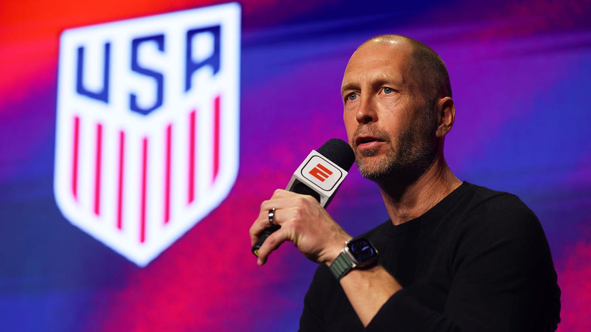 Gregg Berhalter talks to the media