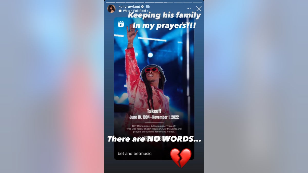 Kelly Rowland Instagram Story for Takeoff