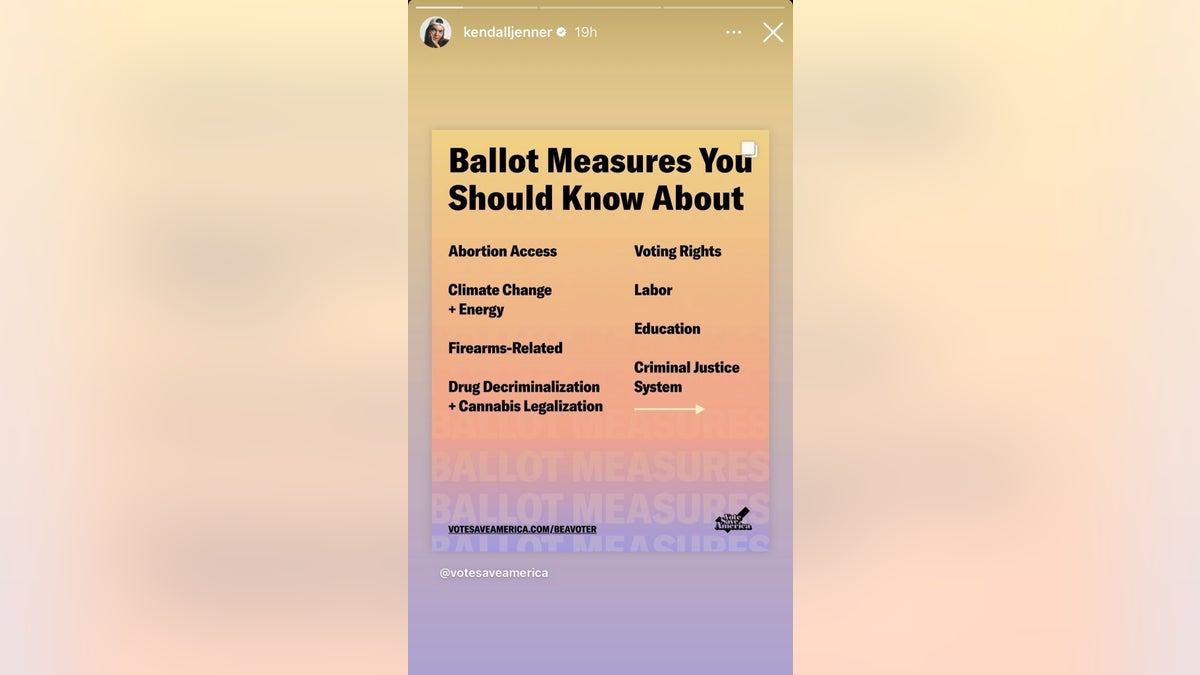 Kendall Jenner shared an infographic on 'ballot measures you should know about' ahead of the midterm elections