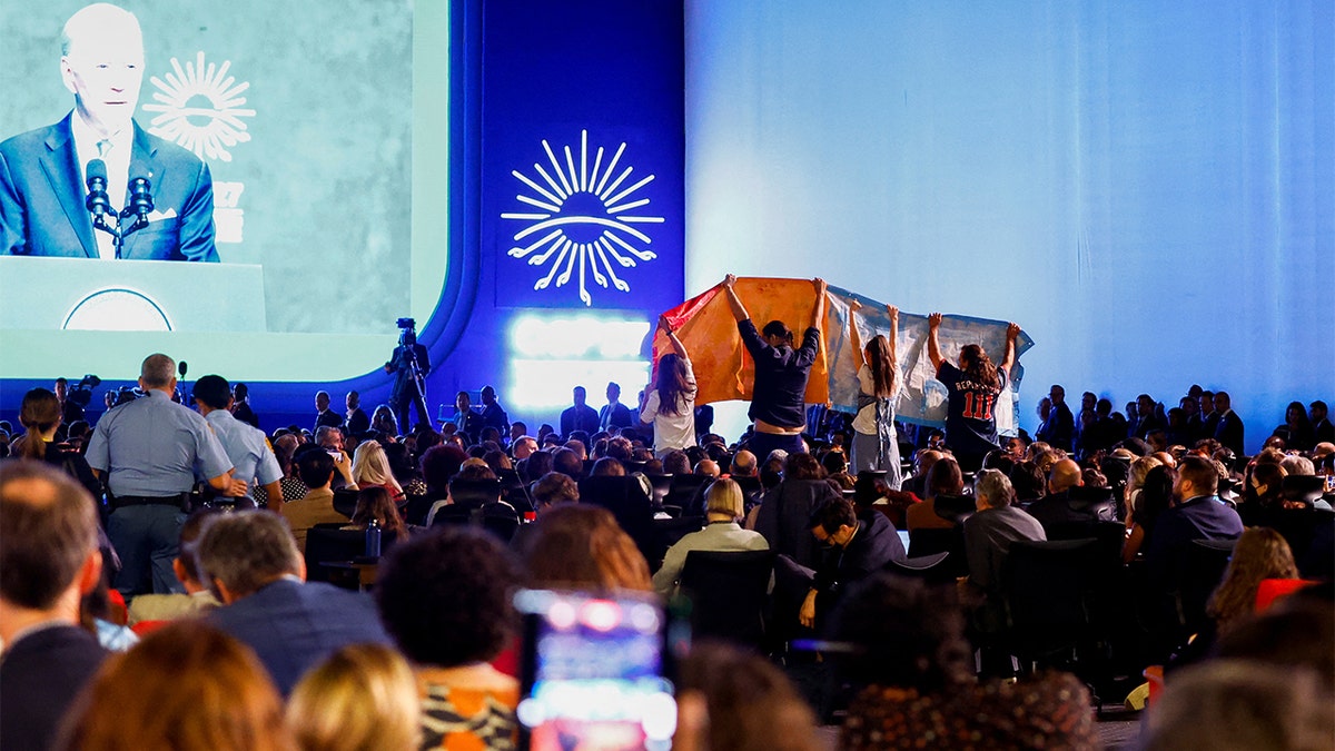 President Biden interrupted by climate protesters