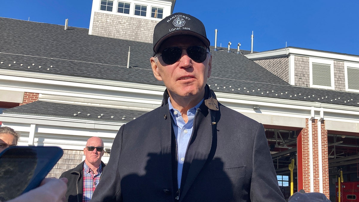 President Biden speaks with reporters in Nantucket on Thanksgiving Day
