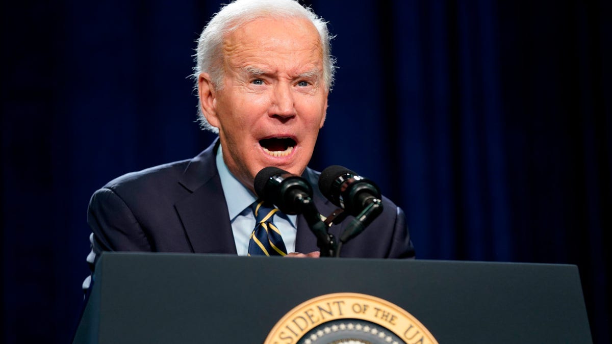 President Joe Biden at the podium