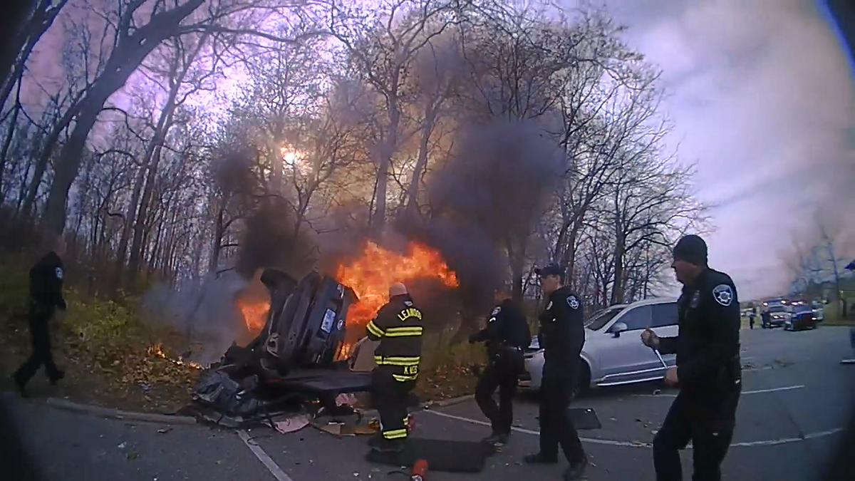 Leawood Kansas burning vehicle