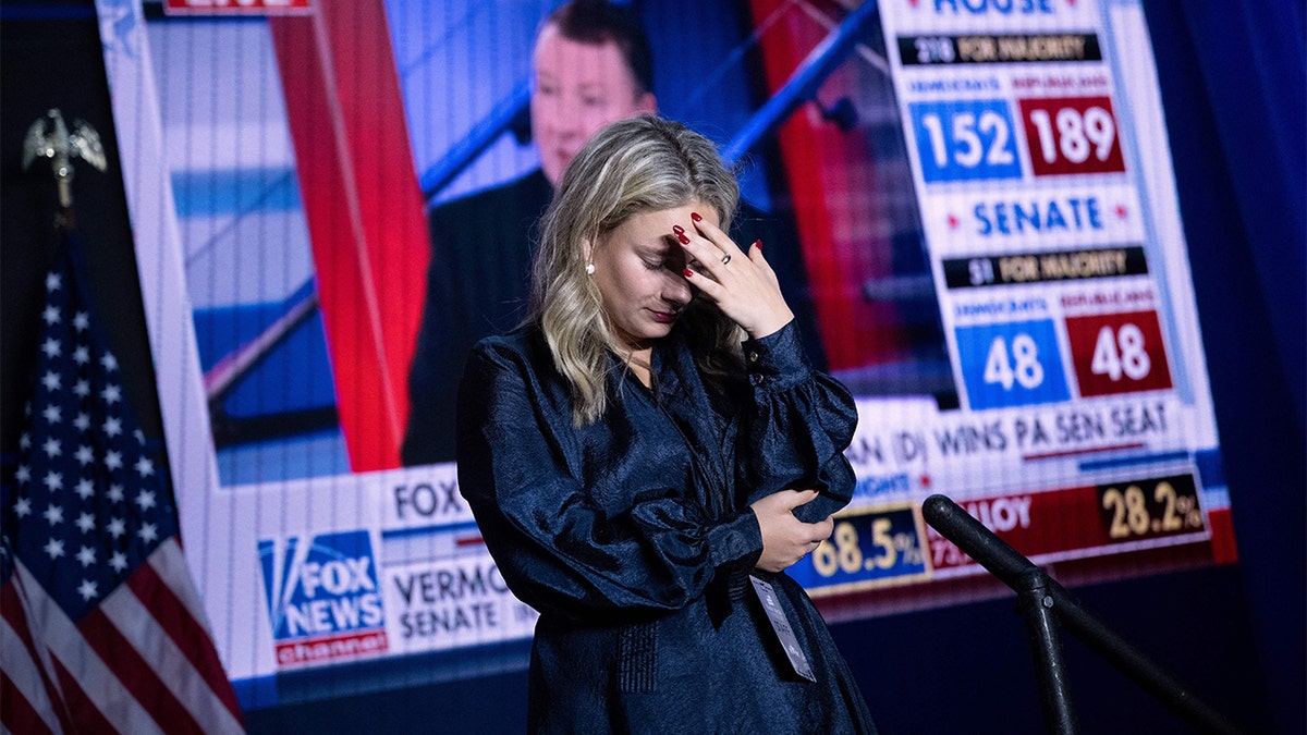 House Republican staff member reacts during election night watch party
