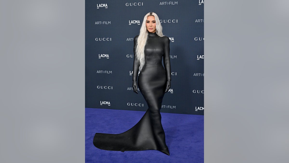 Kim Kardashian Balenciaga black latex dress long sleeves