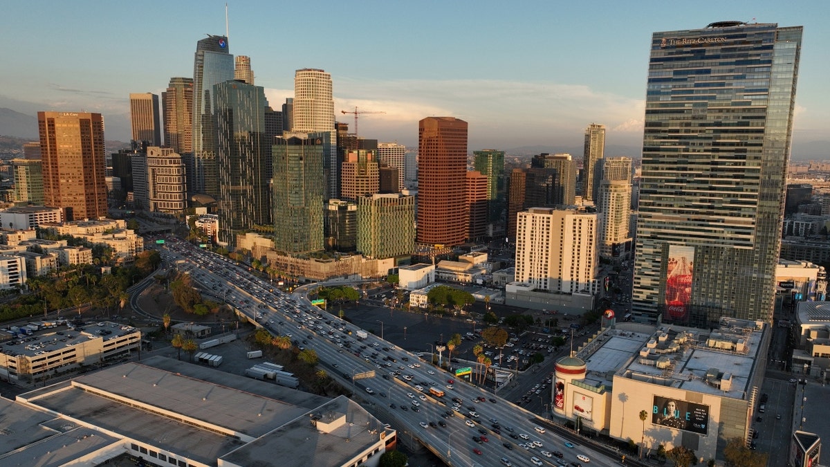 Los Angeles skyline during day from the air