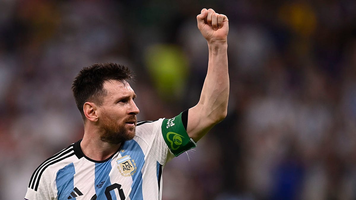 Lionel Messi celebrates a score