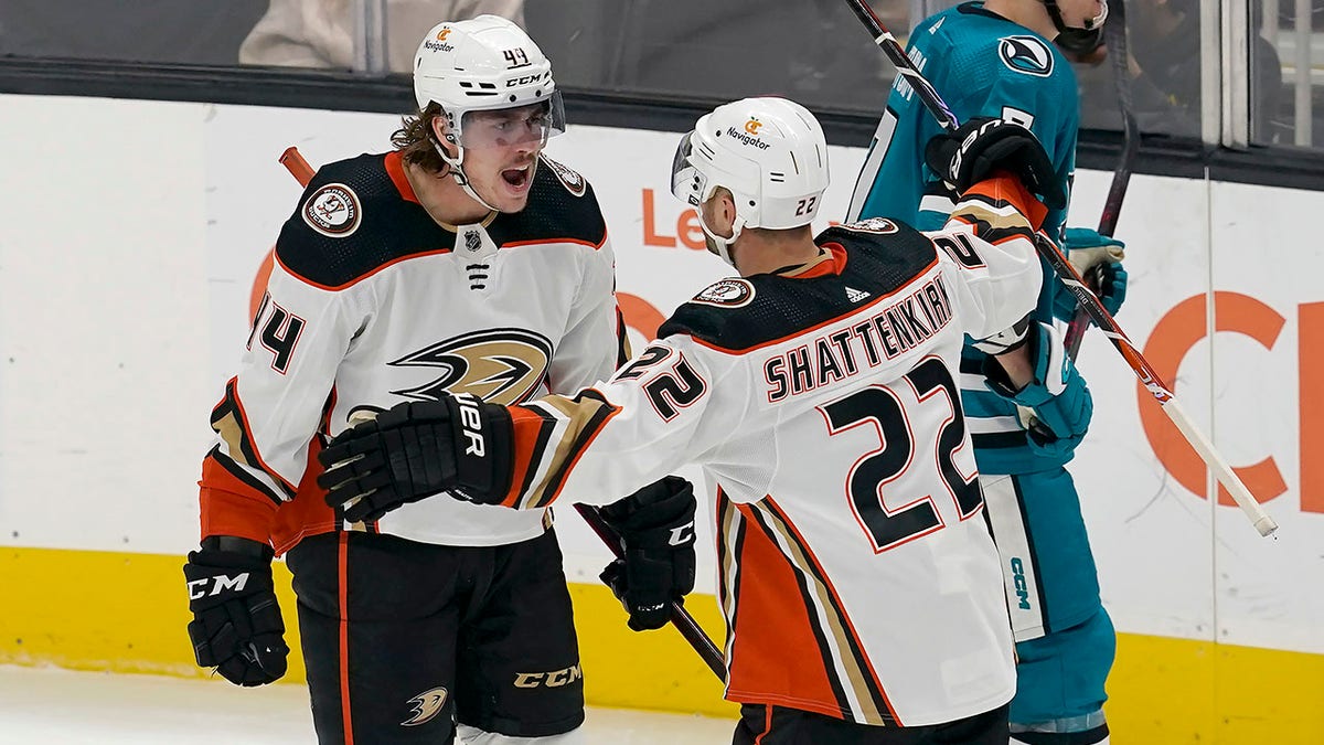 Anaheim Ducks players celebrate