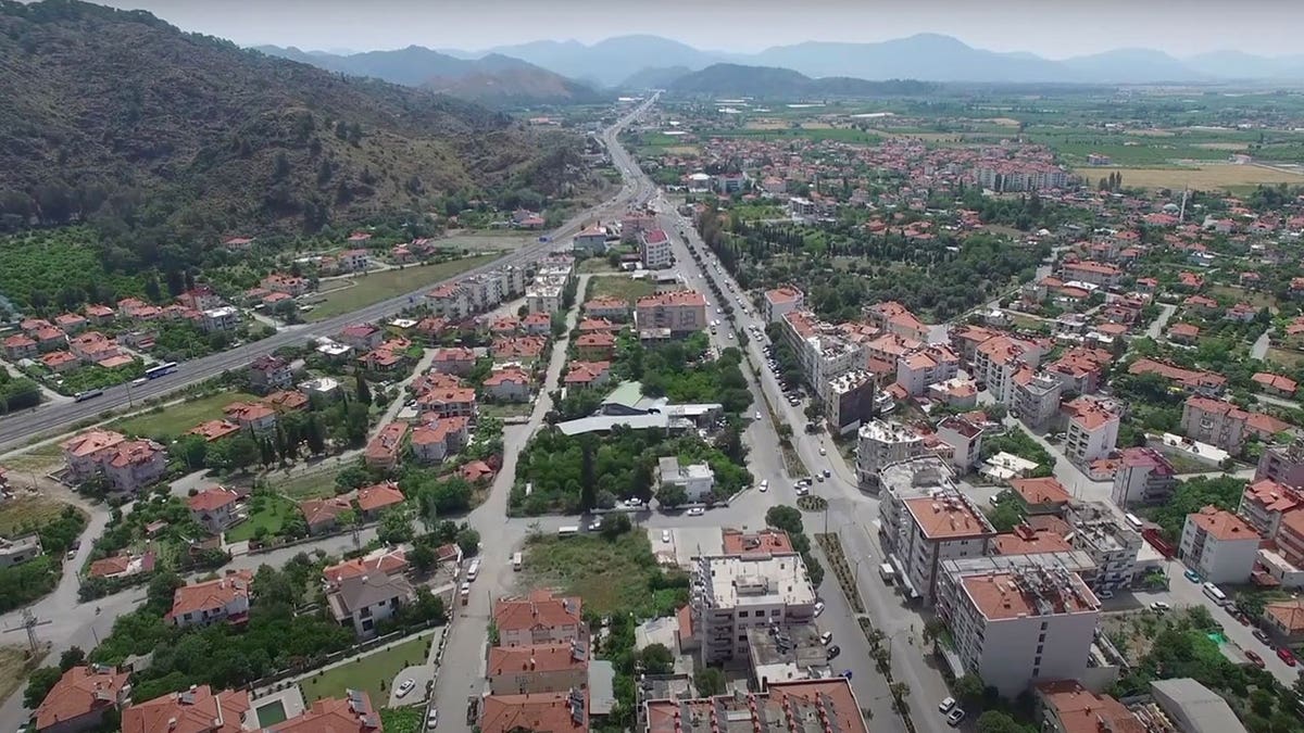 An aerial photo of Ortaca, Turkey, where Melike Gun Kanavazlar fell to her death