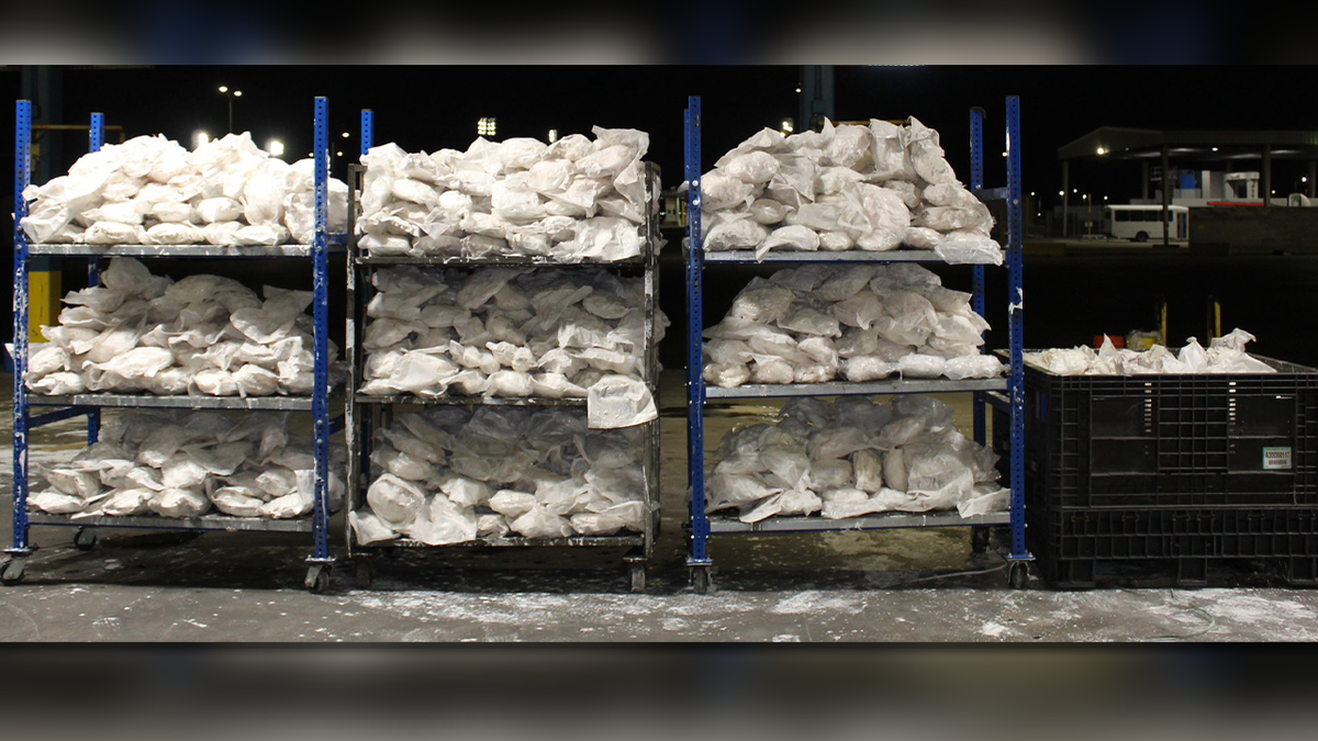 Bags of meth on a shelf after Texas border bust