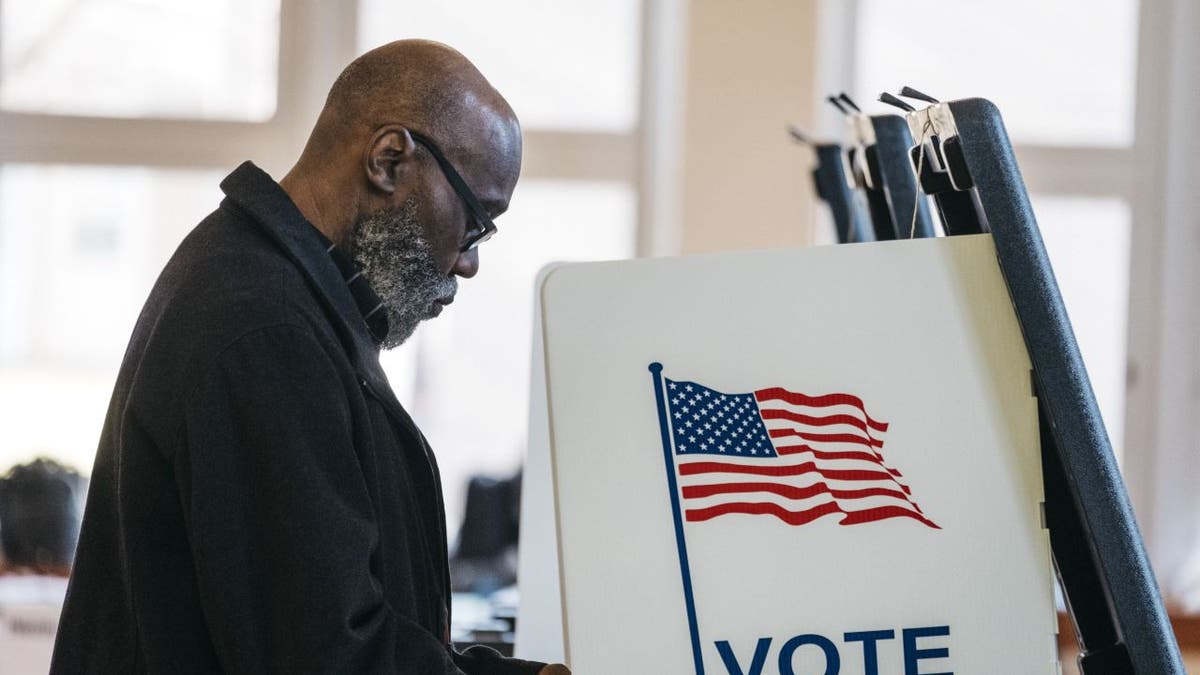 A voter casts a ballot