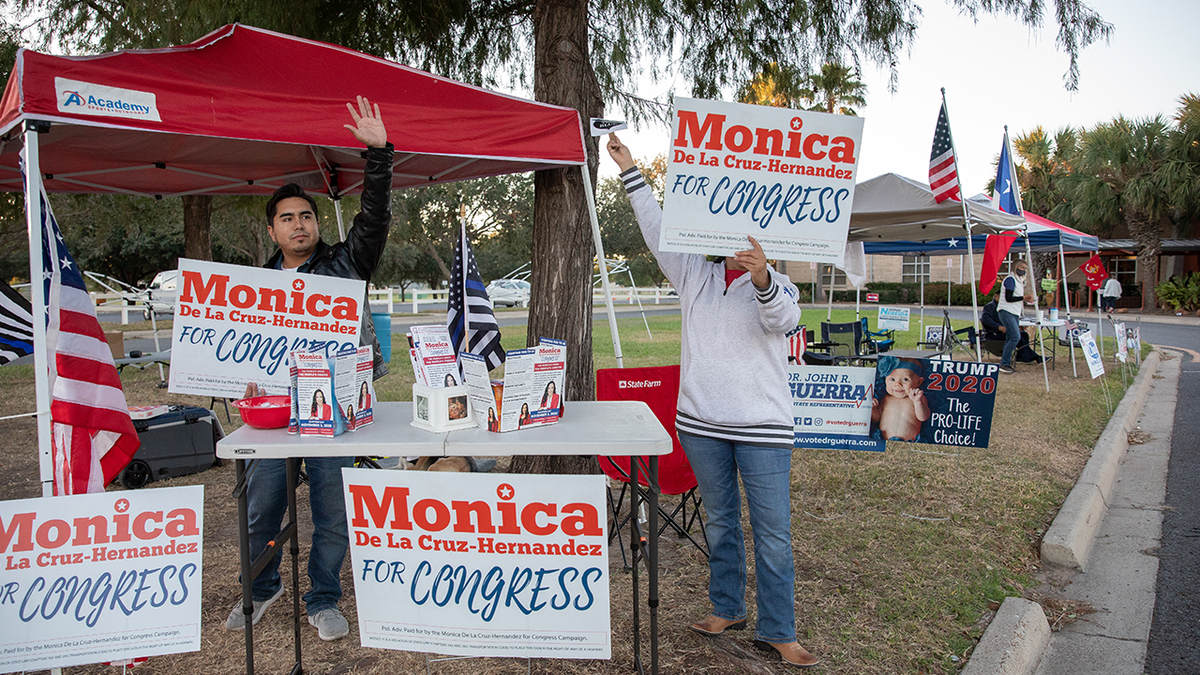 Volunteers campaigning for Monica De La Cruz