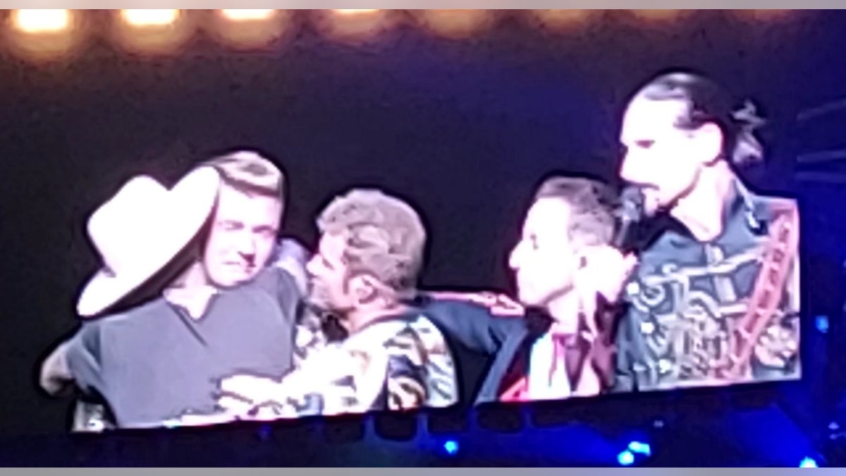 Nick Carter cries on stage during BSB show