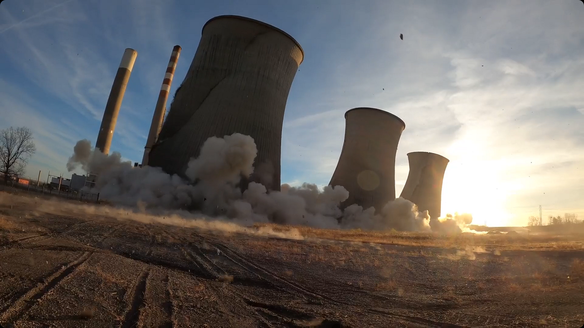 Paradise Fossil Plant tower implosion