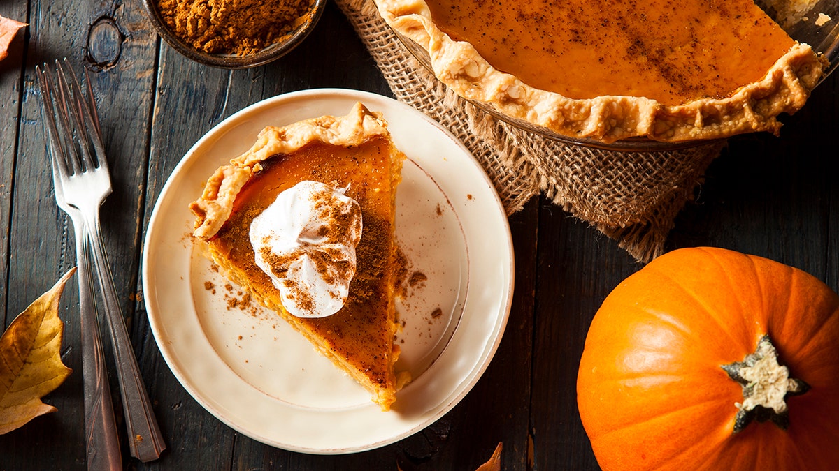 Pumpkin pie on plate