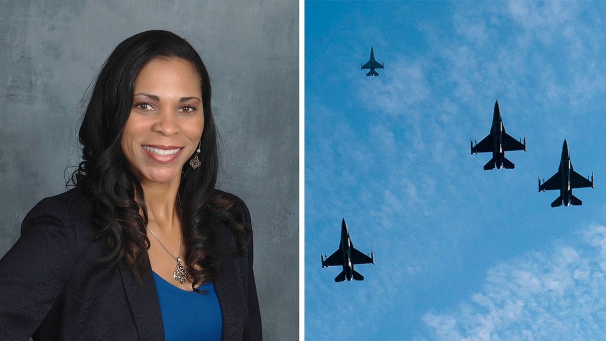 Quawnishia Morgan headshot and Navy jets