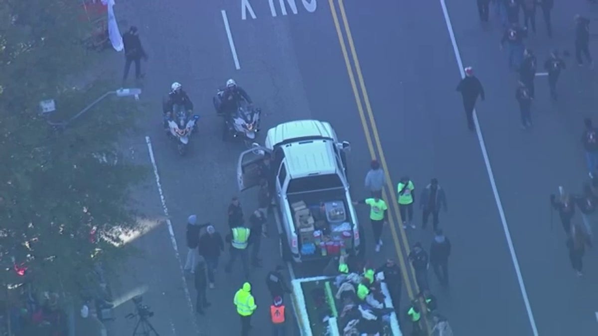 Raleigh Christmas Parade Truck seen from the air