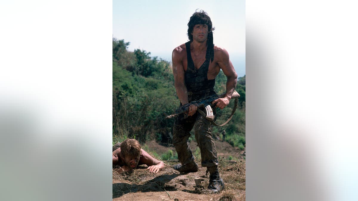 Sylvester Stallone in costume as Rambo