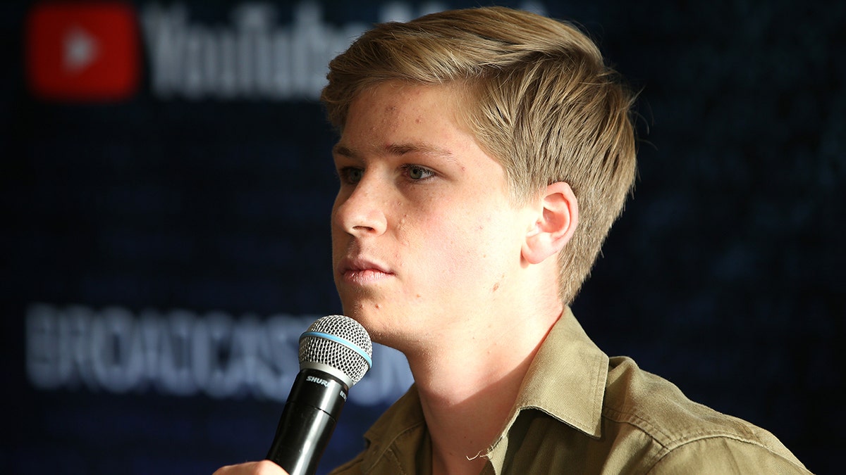 Robert Irwin speaks at media event