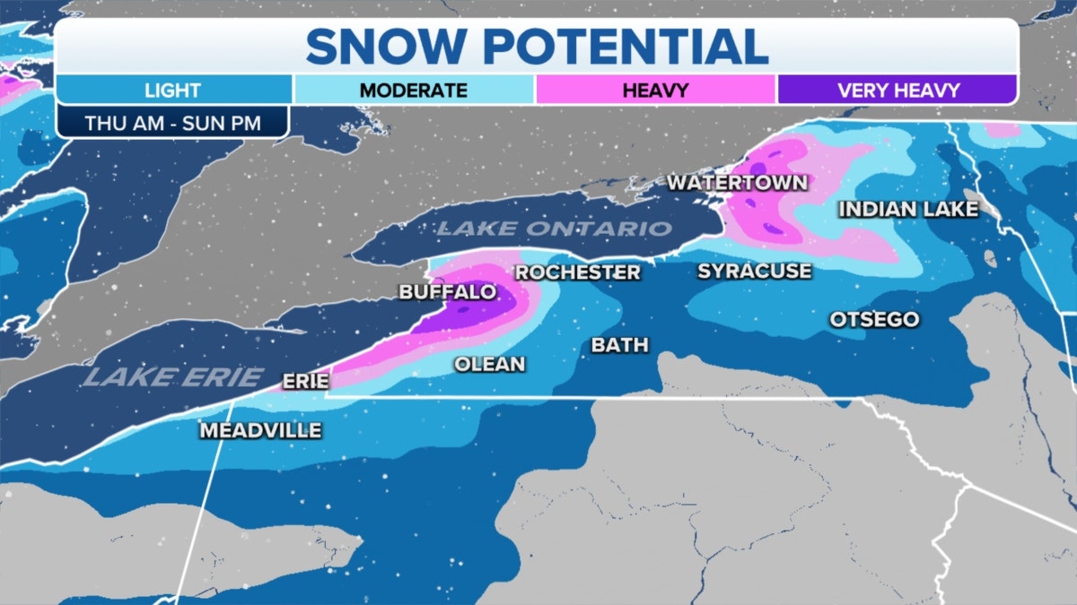 Anticipated snow around Lake Ontario and Lake Erie