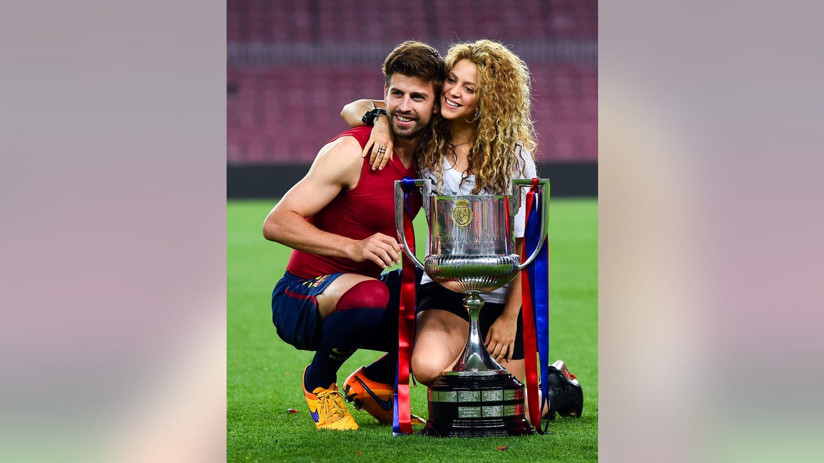Shakira and Gerard Pique smile at Copa Del Rey final