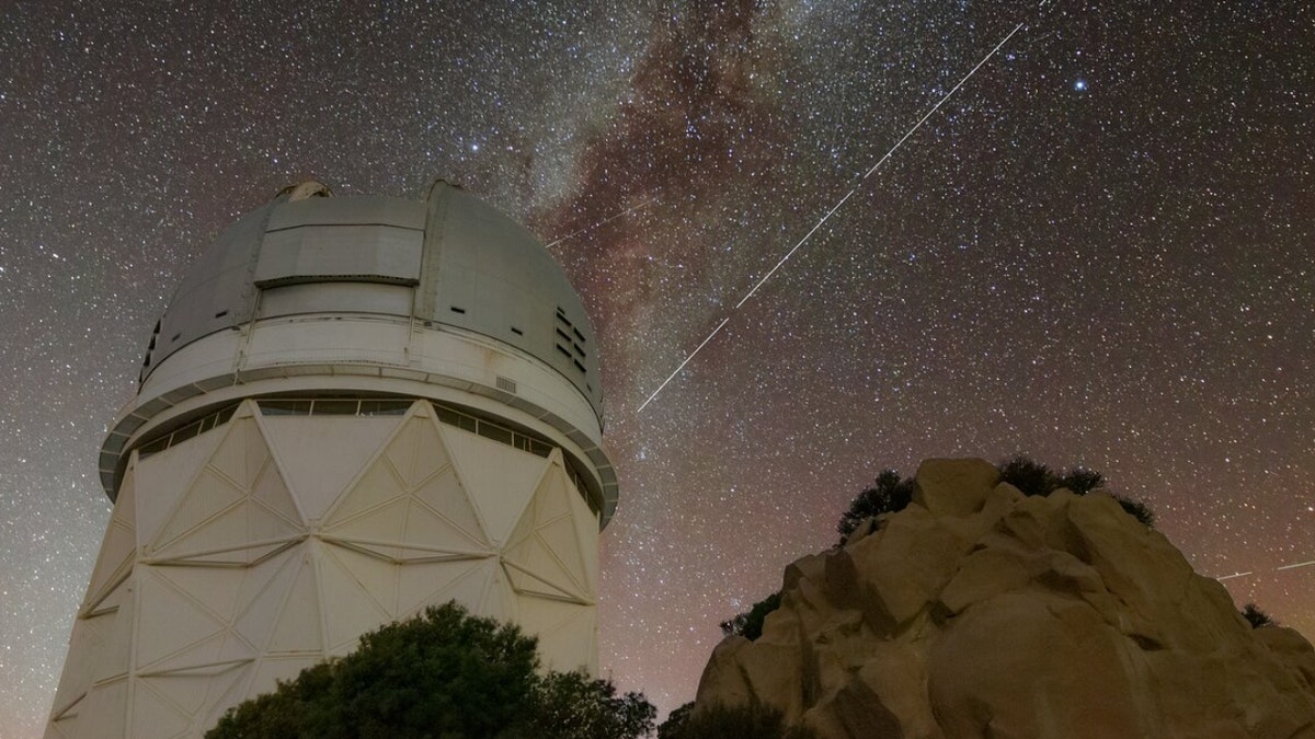 Trails in the night sky left by BlueWalker 3 a