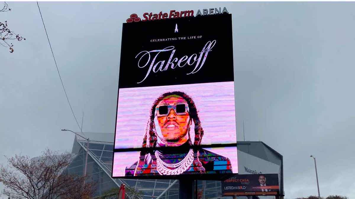 Takeoff sign at State Farm Arena