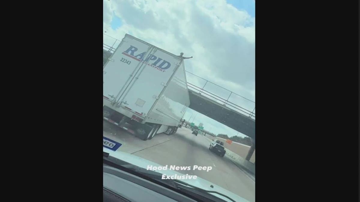 Screenshot of video of Texas man dancing on tractor trailer