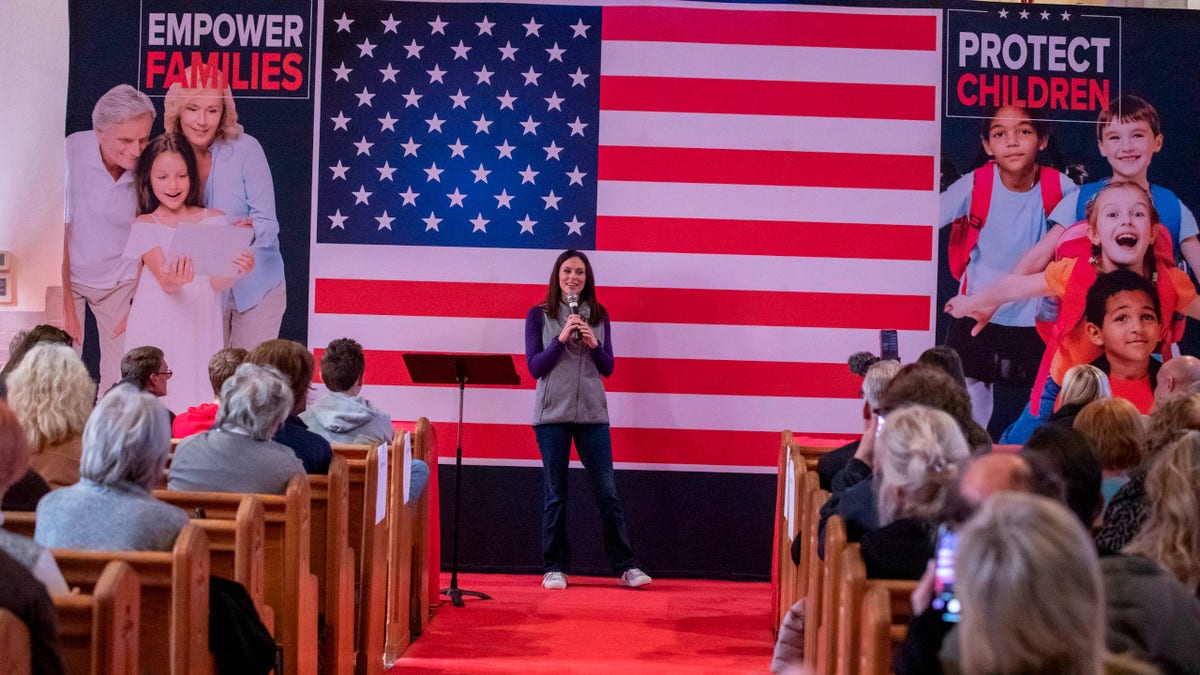 Republican gubernatorial candidate Tudor Dixon campaigns in St. Clair, Michigan