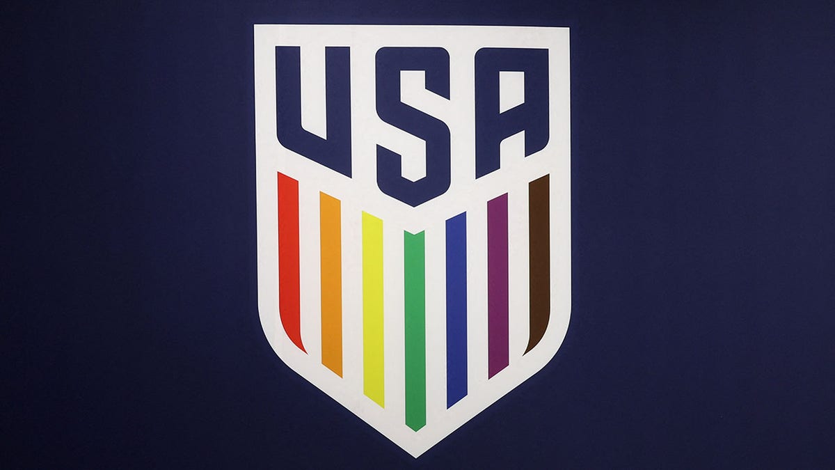 The rainbow shield in the USMNT press room